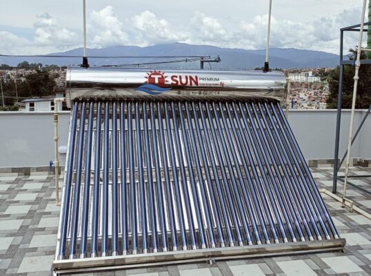 T-SUN solar water heater installed on rooftop in Nepal